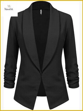 Large 3/4 Sleeve Blazer Cardigan Jacket Open Front Work Office